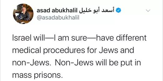 Tweet antisémite Asad Abukhalil