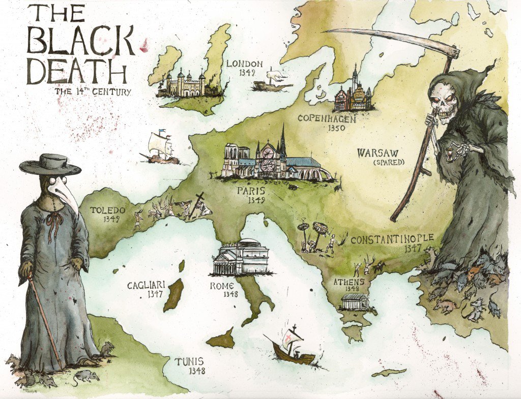 Peste noire en Europe au 14eme siècle