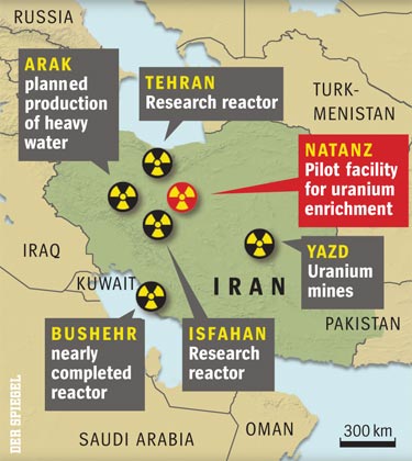 Plan des centrales nucléaires en Iran en 2015