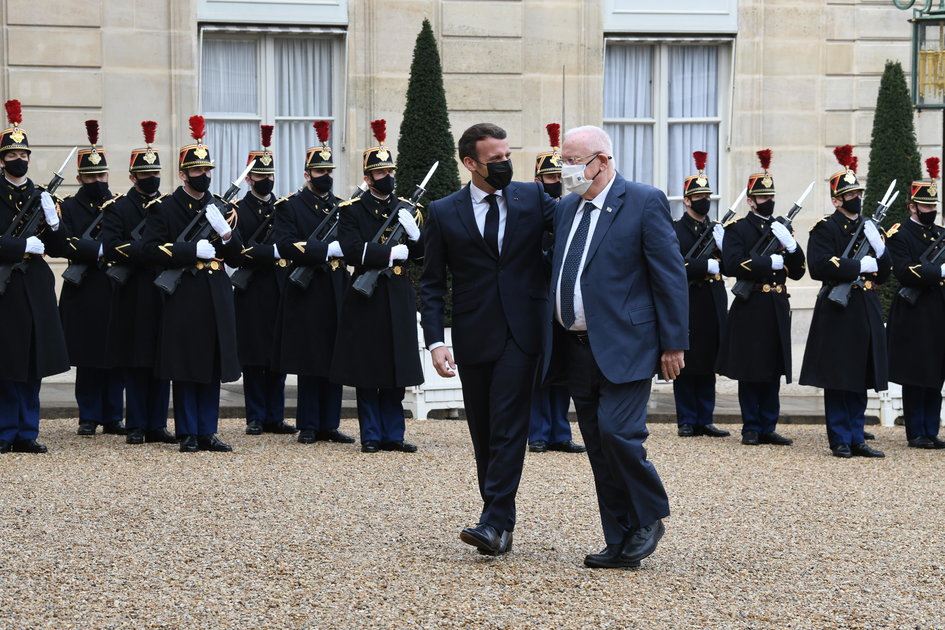 Rencontre Emmanuel Macron et Reuven Rivlin à l'Elysée, 17 mars 2021