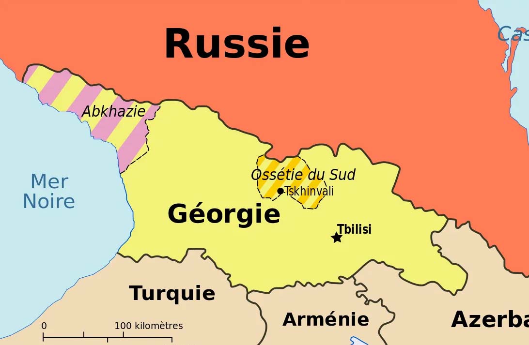 Russie depuis 2008 : Ossétie du Sud et Abkhazie.
