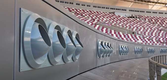 Vue de climatiseurs dans un stade au Qatar