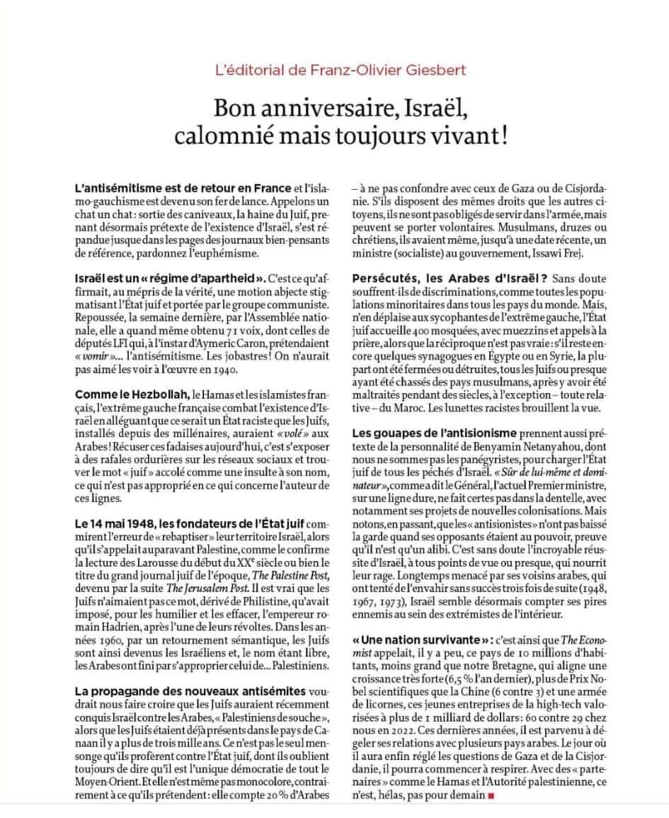 Edito de Franz-Olivier Giesbert, Le Point du 10 mai 2023