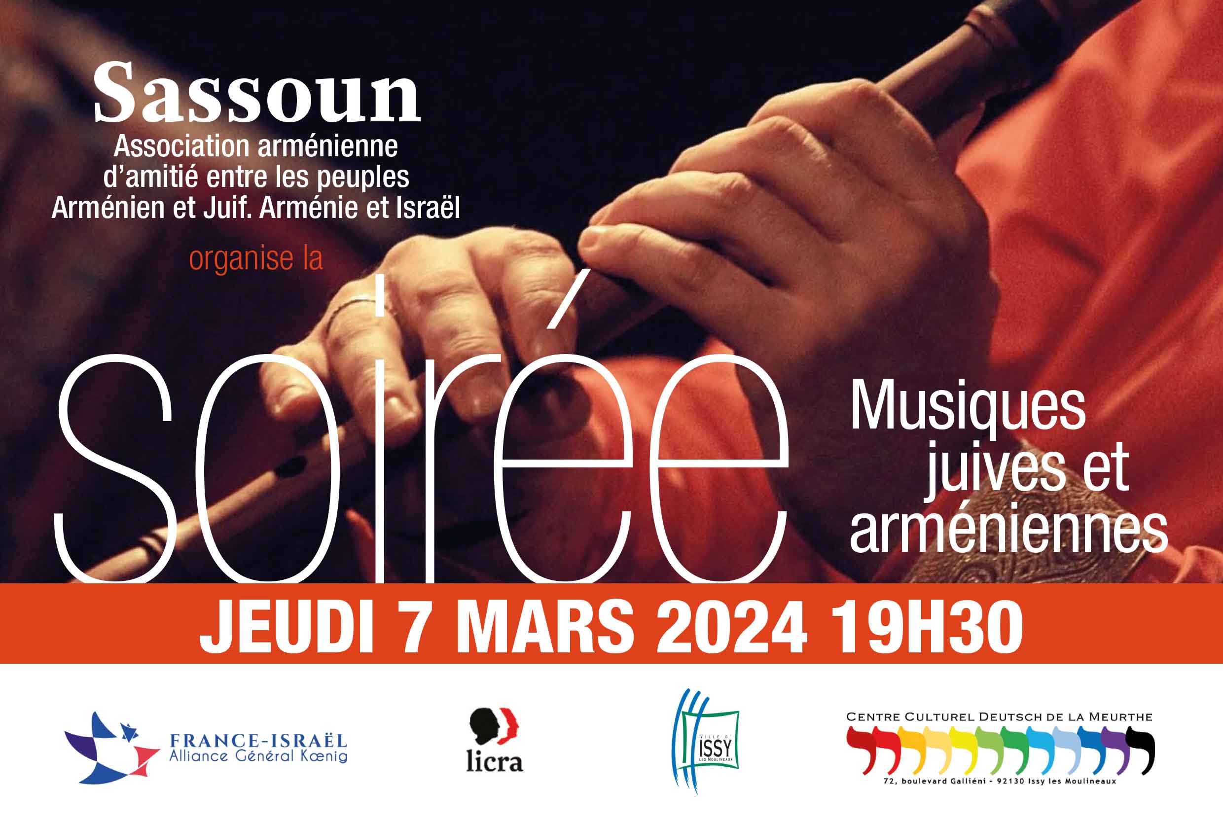Musiques judéo-arméniennes à Issy-les-Moulineaux, 7 mars 2024, à l'initiative de Sassoun et de l'Association France-Israël
